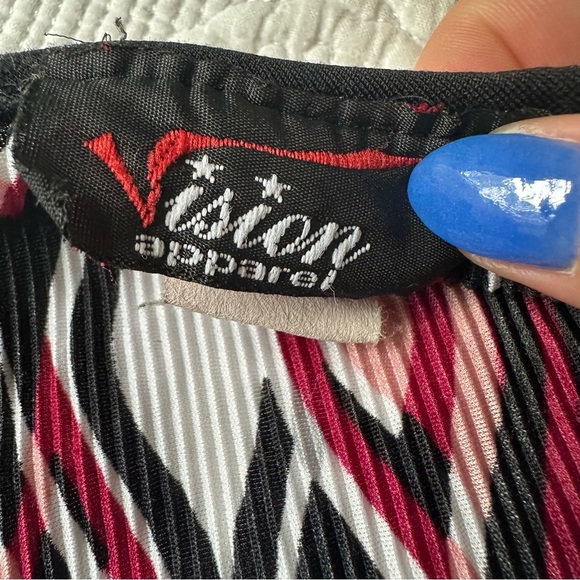 Vision Apparel Y2K Tie Back Babydoll Top. Size: Large. Black, pink and white. - Picture 7 of 8